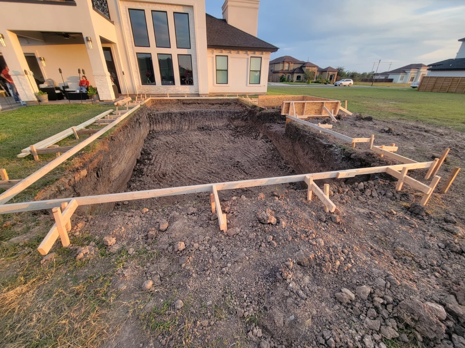 Pool excavation and layout at the start of a Garma Pools build